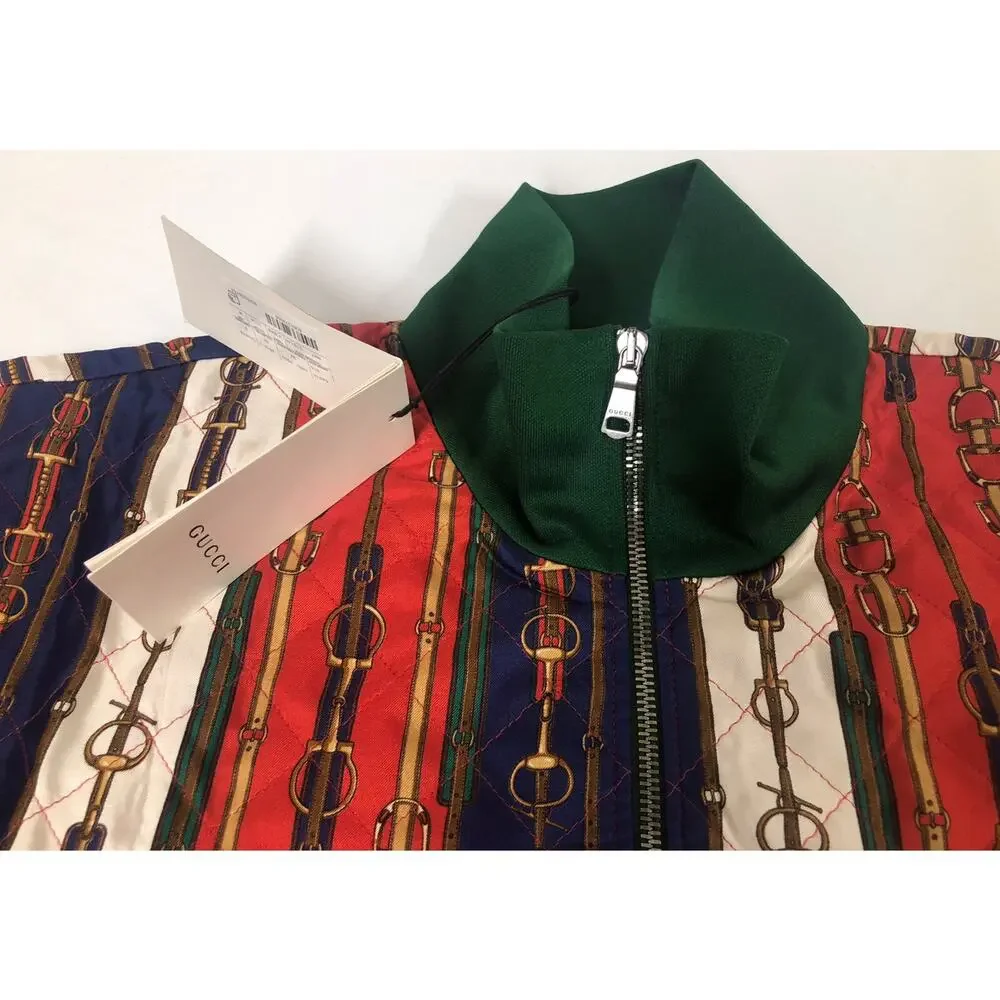 NWT Gucci Bi-Material Oversized Gancini Belt Print Zip Jacket Size M $2980.00